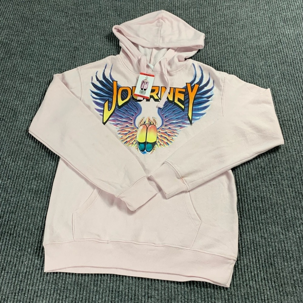 Journey Hoodie Womens Extra Small XS Pink Pullover Sweatshirt Pocket Graphic NWT